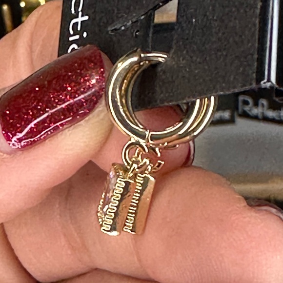 E72. Swarovski Crystal Gold Overlay Hoop Dangle earrings - Picture 4 of 5